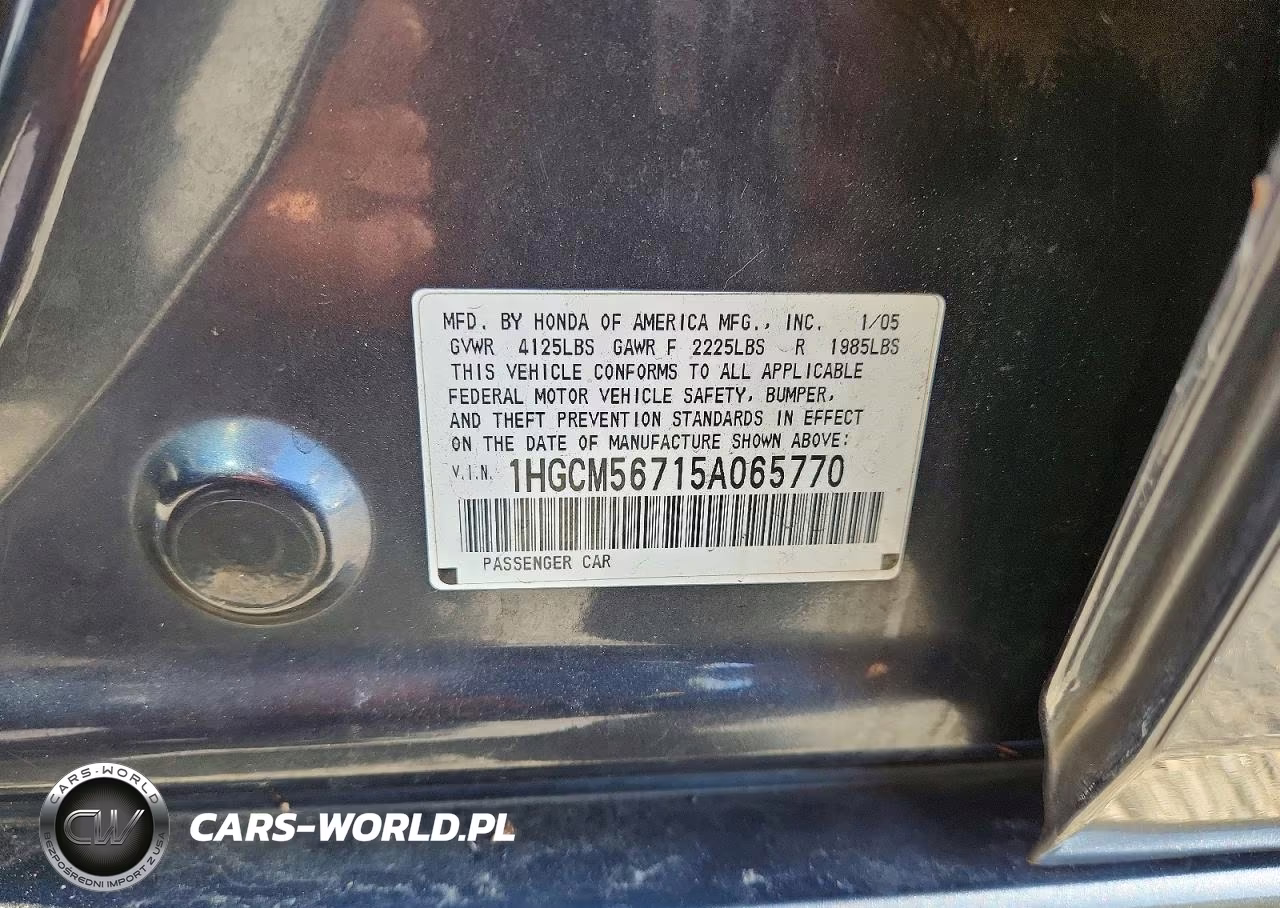 2005 Honda Accord Ex VIN:1HGCM56715A065770 - 12