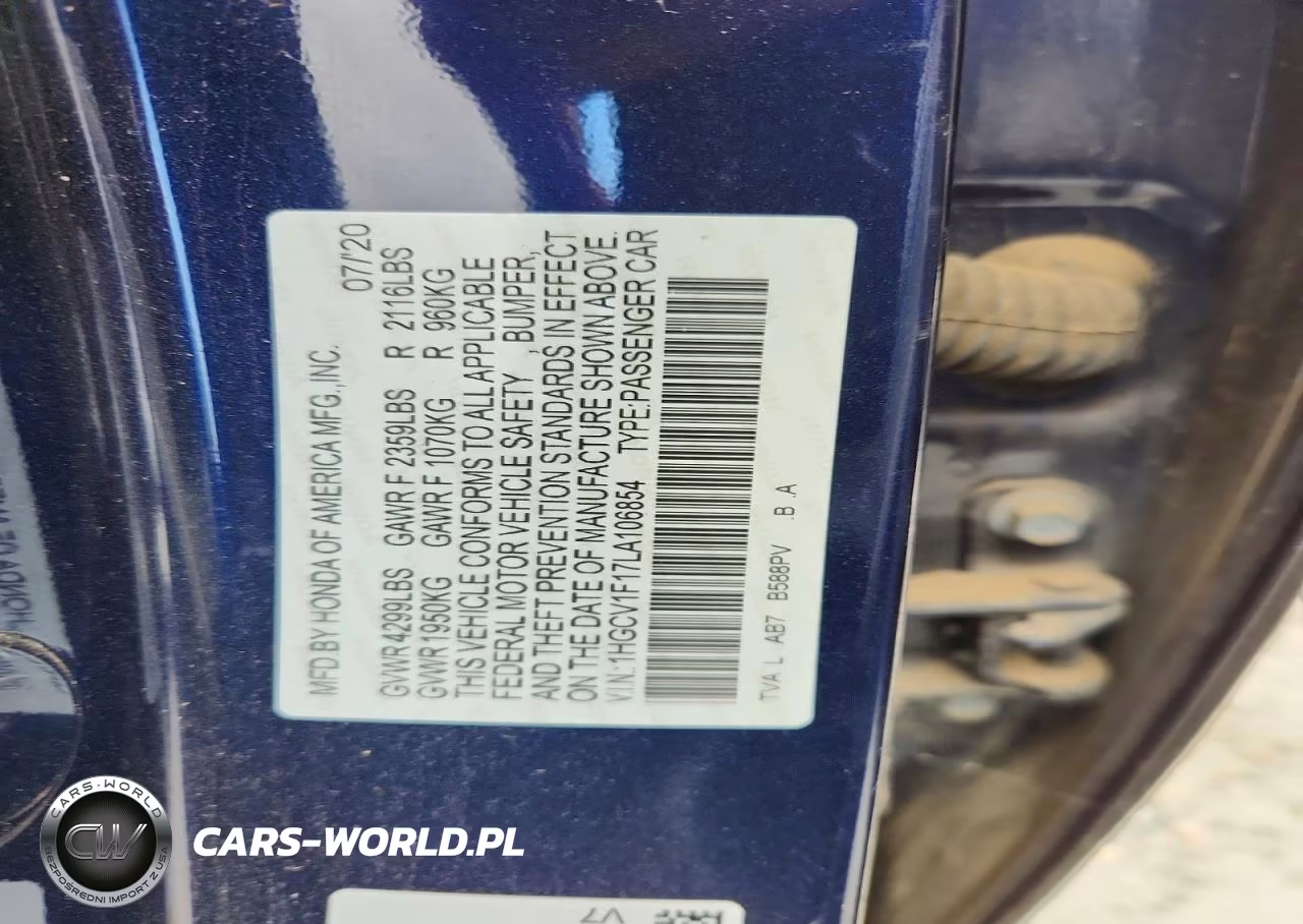 2020 Honda Accord Lx VIN:1HGCV1F17LA106854 - 12