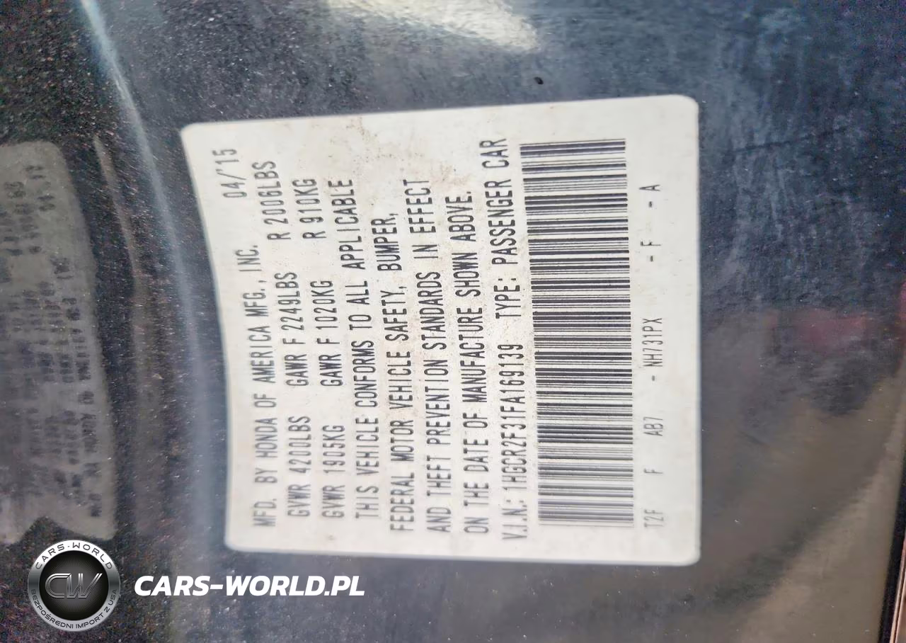 2015 Honda Accord Lx VIN:1HGCR2F31FA169139 - 12