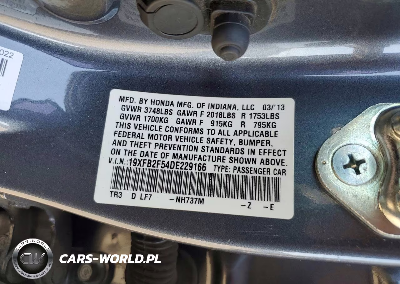 2013 Honda Civic Lx VIN:19XFB2F54DE229166 - 12