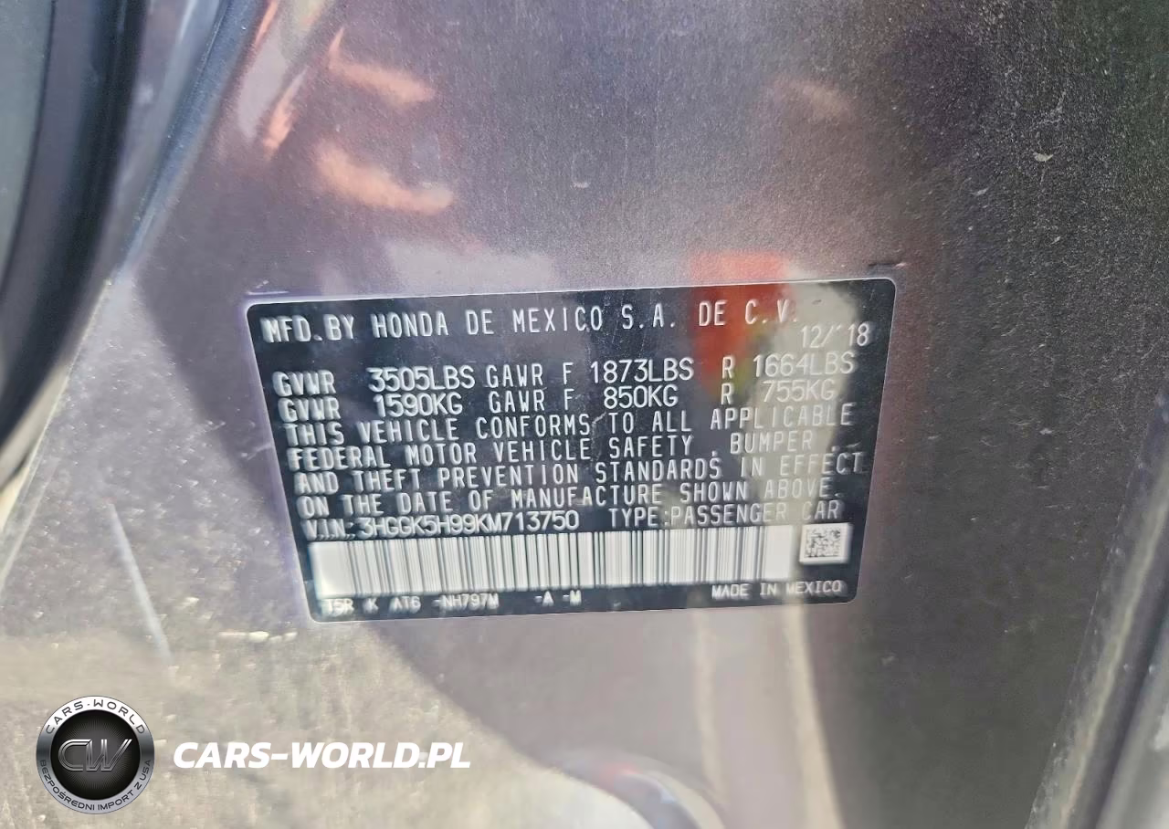 2019 Honda Fit Exl VIN:3HGGK5H99KM713750 - 12