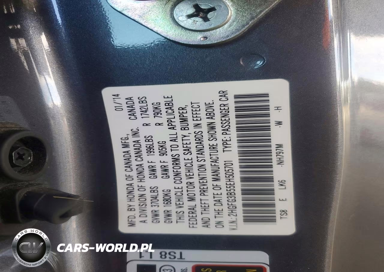 2014 Honda Civic Lx VIN:2HGFG3B55EH505701 - 12