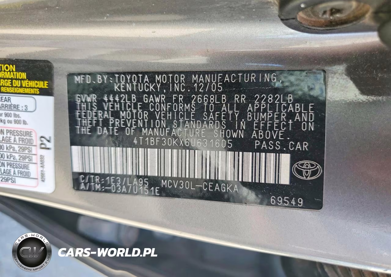 2006 Toyota Camry Xle V6 VIN:4T1BF30KX6U631605 - 12