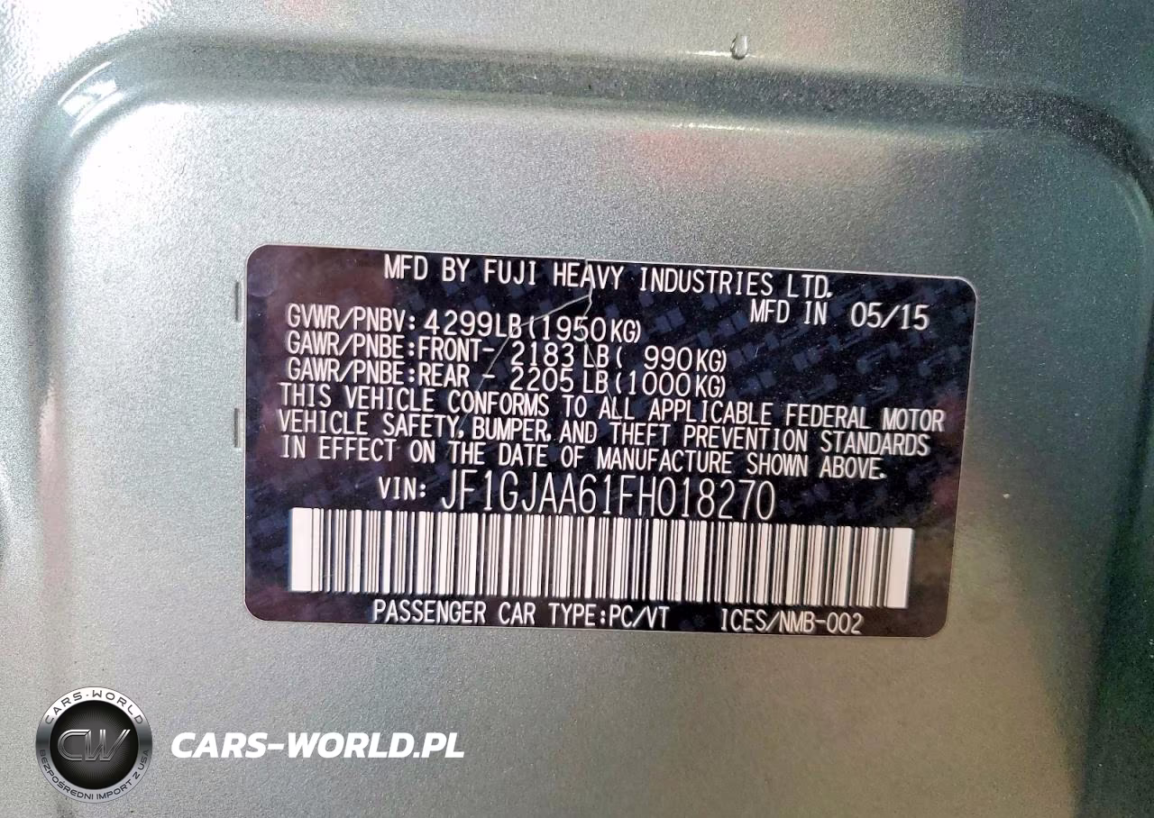 2015 Subaru Impreza VIN:JF1GJAA61FH018270 - 13