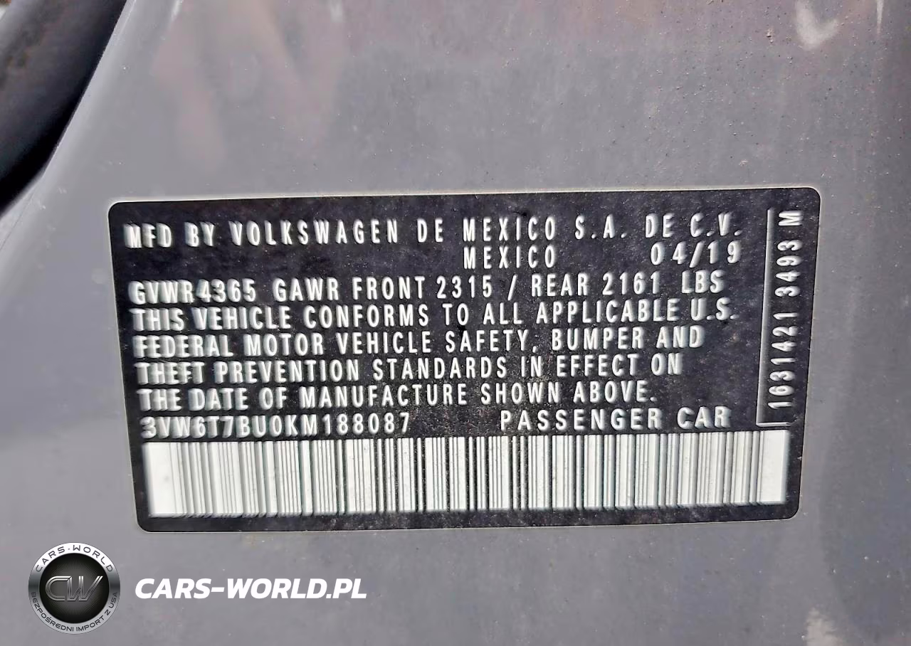 2019 Volkswagen Jetta Gli VIN:3VW6T7BU0KM188087 - 12