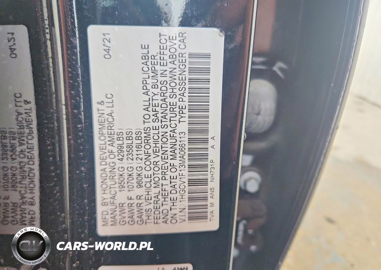 2021 Honda Accord Lx VIN:1HGCV1F13MA066113 - 13