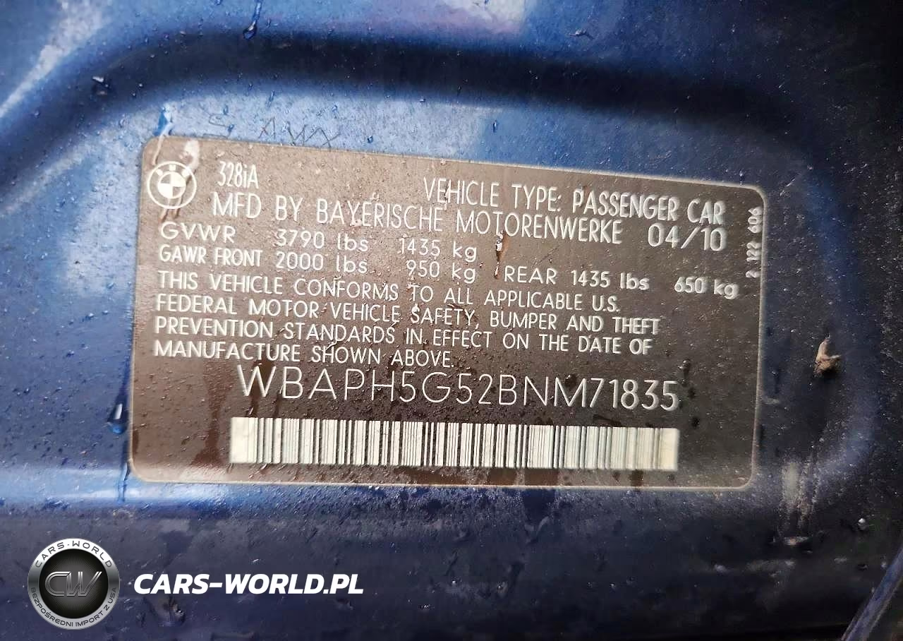 2011 BMW 328 I Sulev VIN:WBAPH5G52BNM71835 - 12