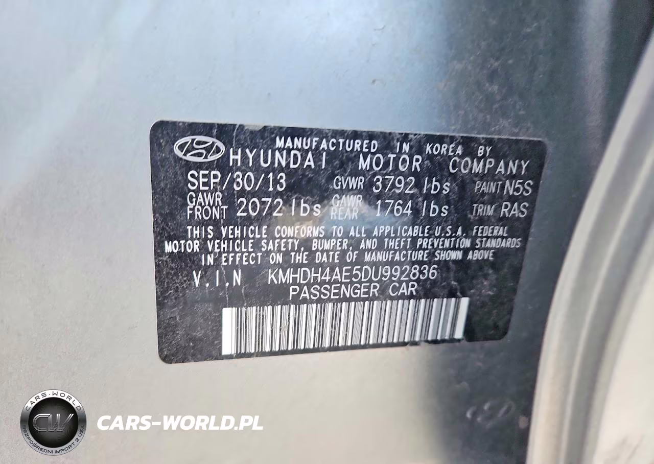 2013 Hyundai Elantra Gls VIN:KMHDH4AE5DU992836 - 12