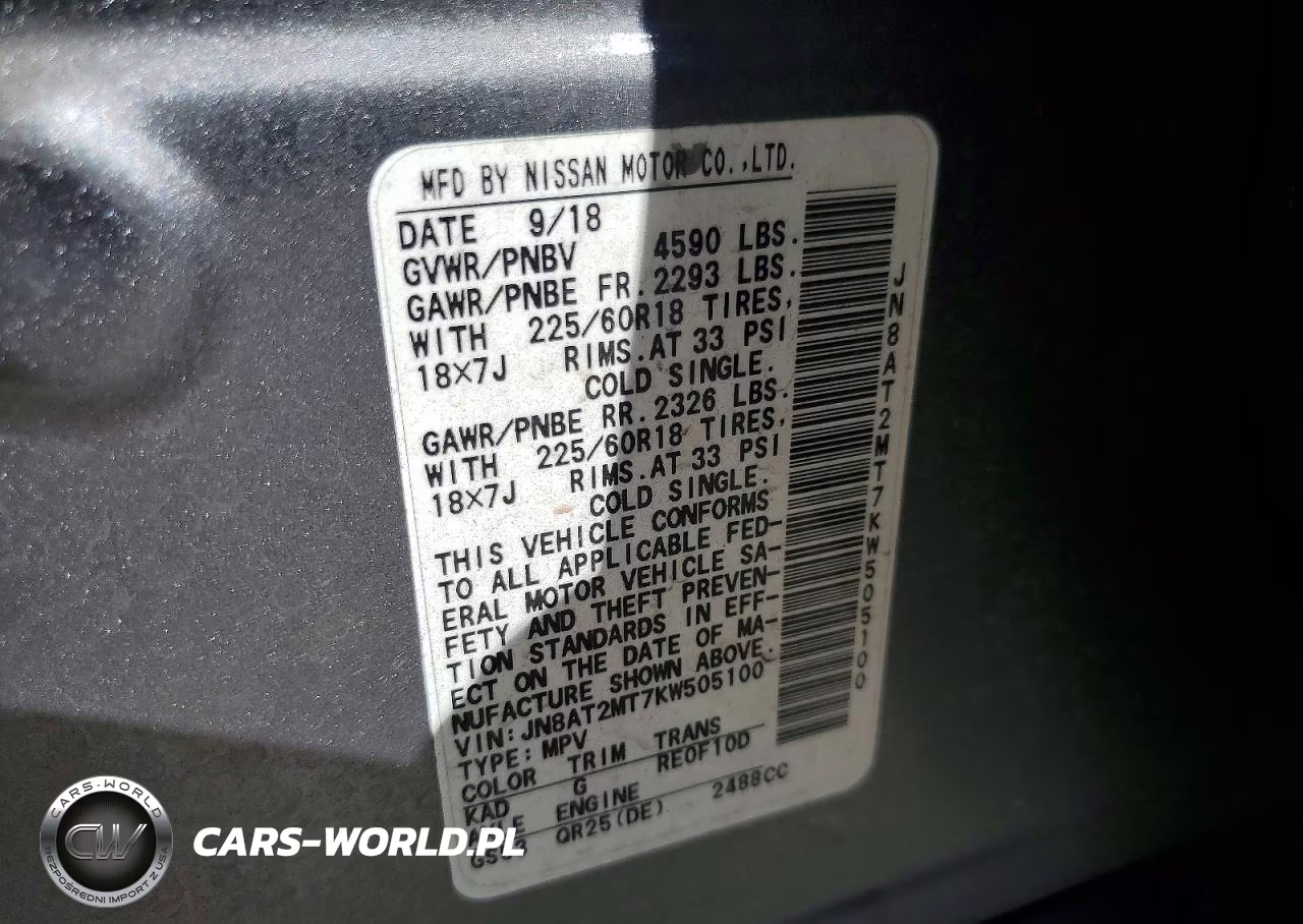2019 Nissan Rogue Sv VIN:JN8AT2MT7KW505100 - 12