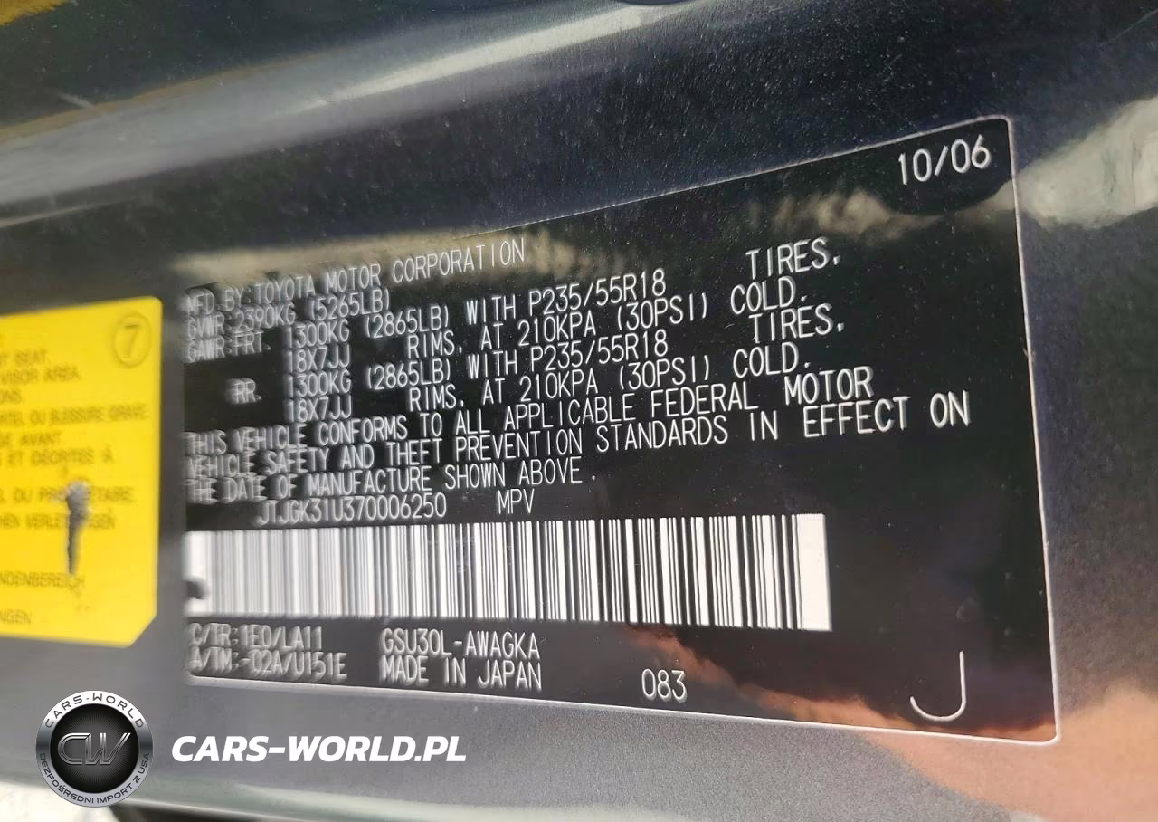 2007 Lexus Rx 350 VIN:JTJGK31U370006250 - 13