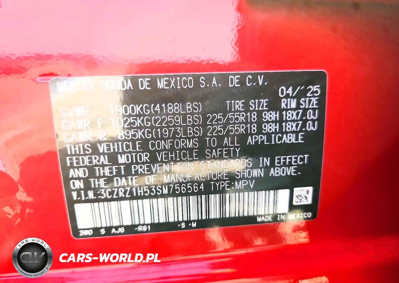 2025 Honda Hr-V Sport VIN:3CZRZ1H53SM756564 - 12