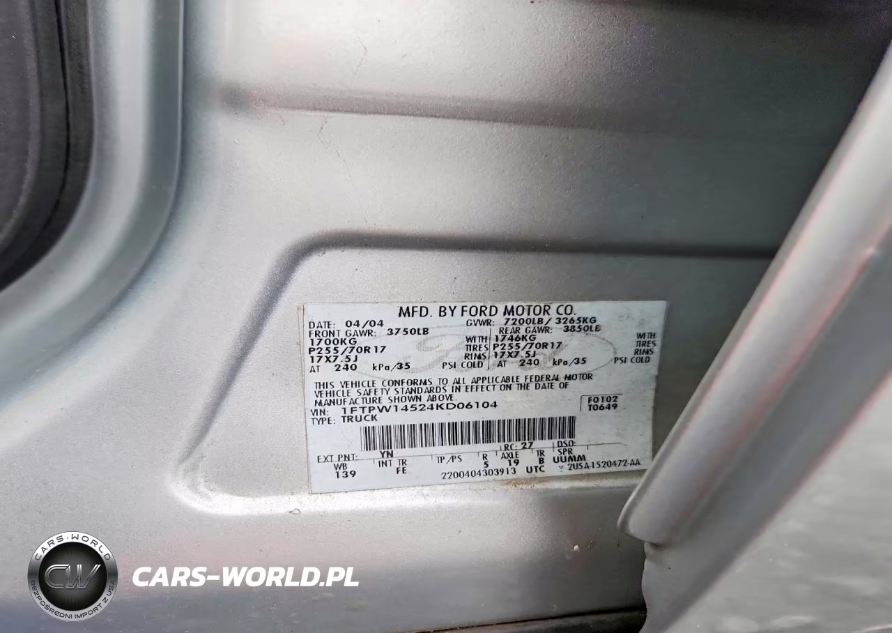 2004 Ford F150 Supercrew VIN:1FTPW14524KD06104 - 13