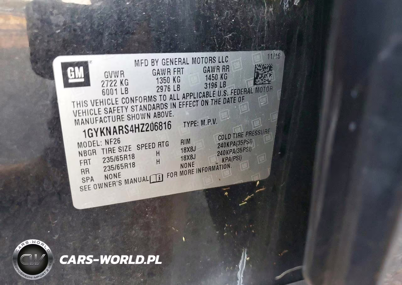 2017 Cadillac Xt5 VIN:1GYKNARS4HZ206816 - 13