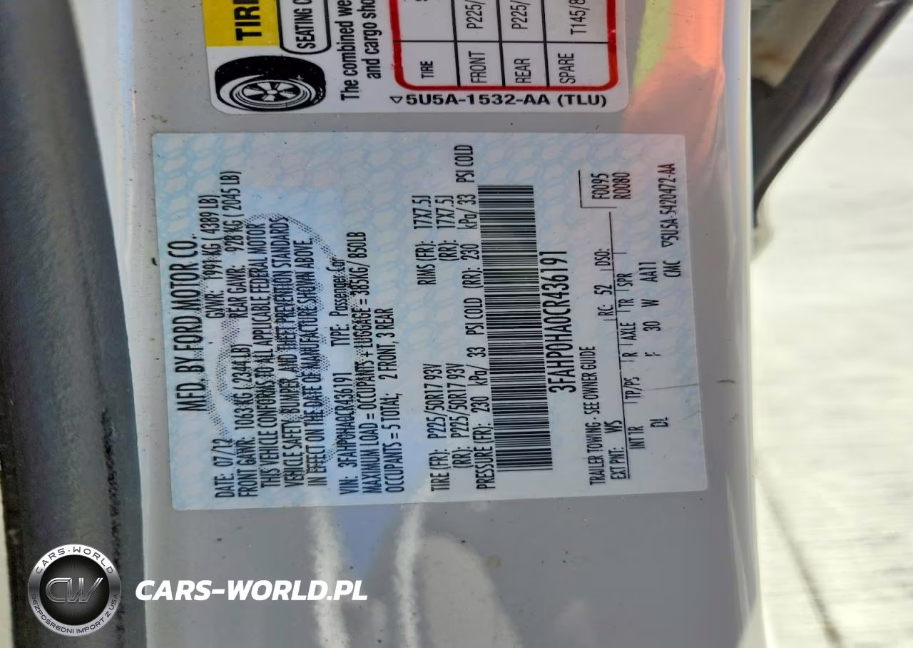2012 Ford Fusion Se VIN:3FAHP0HA0CR436191 - 12