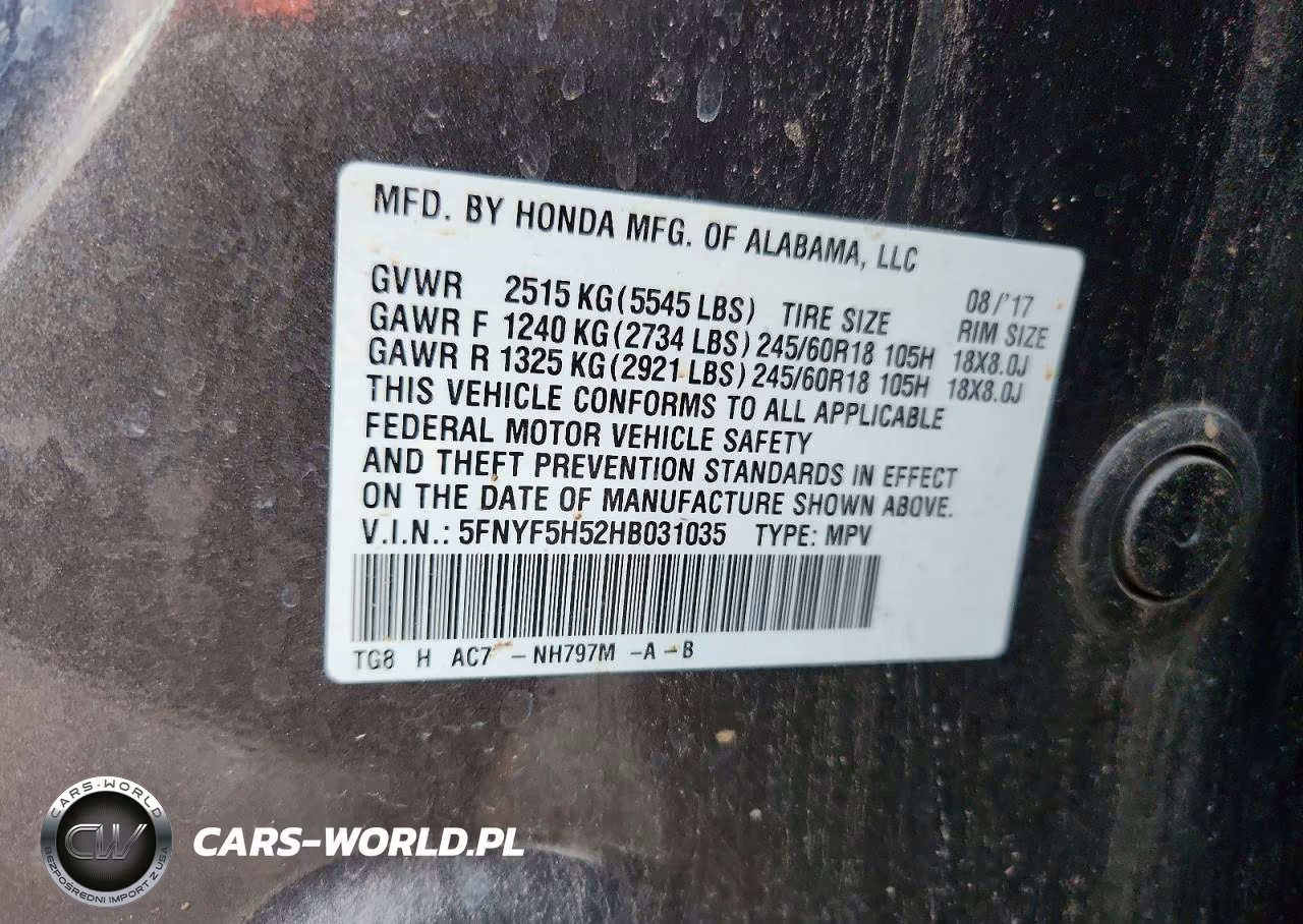 2017 Honda Pilot Exl VIN:5FNYF5H52HB031035 - 13