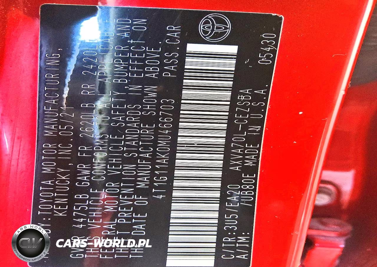 2021 Toyota Camry Se VIN:4T1G11AK0MU466703 - 5