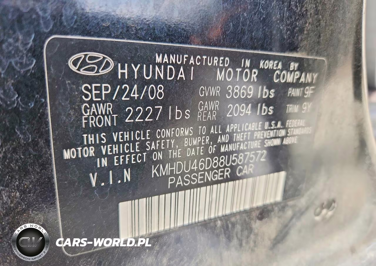 2008 Hyundai Elantra Gls VIN:KMHDU46D88U587572 - 12