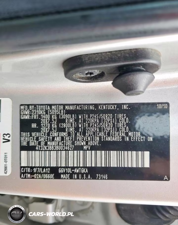 2011 Toyota Venza Fwd V6 VIN:4T3ZK3BB3BU034627 - 13