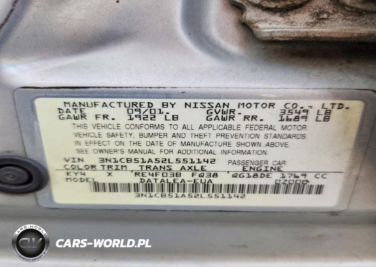 2002 Nissan Sentra Gxe VIN:3N1CB51A52L551142 - 13