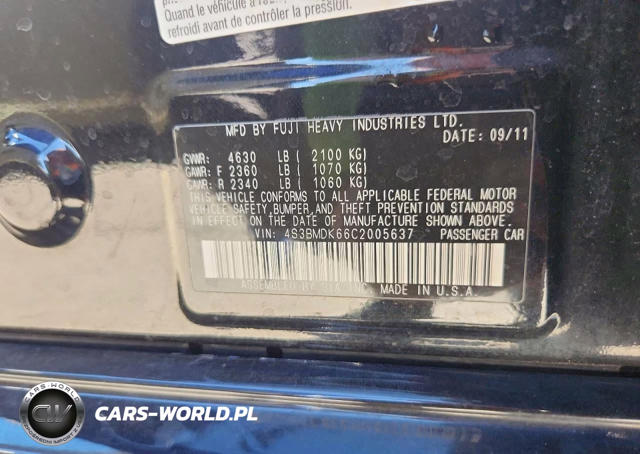 2012 Subaru Legacy 3.6R Limited VIN:4S3BMDK66C2005637 - 13