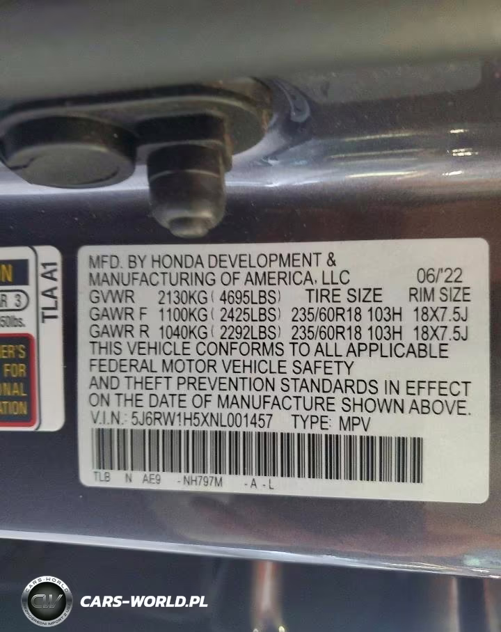 2022 Honda Cr-V Ex VIN:5J6RW1H5XNL001457 - 13