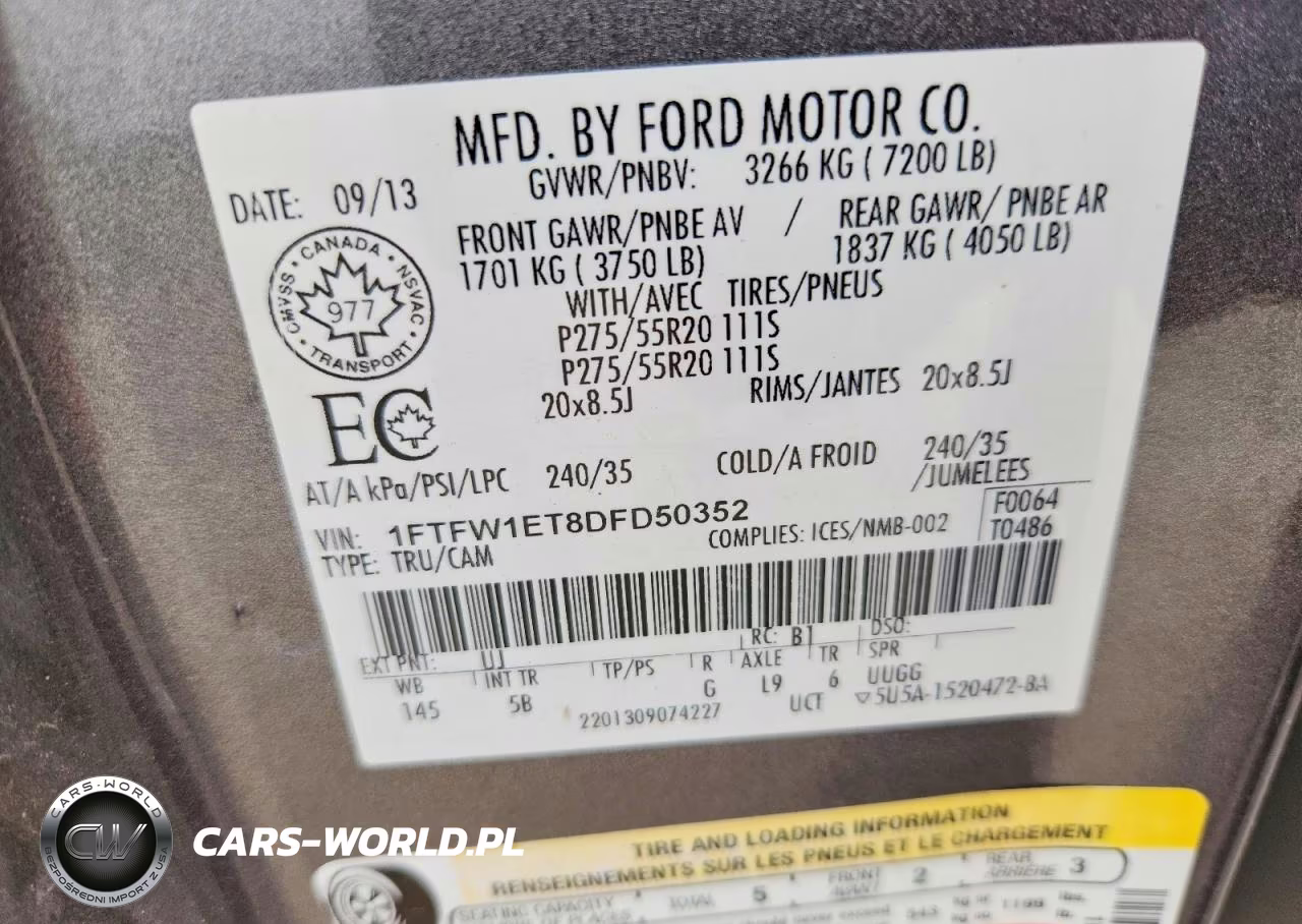 2013 Ford F150 Supercrew VIN:1FTFW1ET8DFD50352 - 12