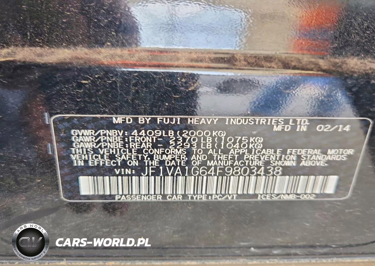 2015 Subaru Wrx Limited VIN:JF1VA1G64F9803438 - 12