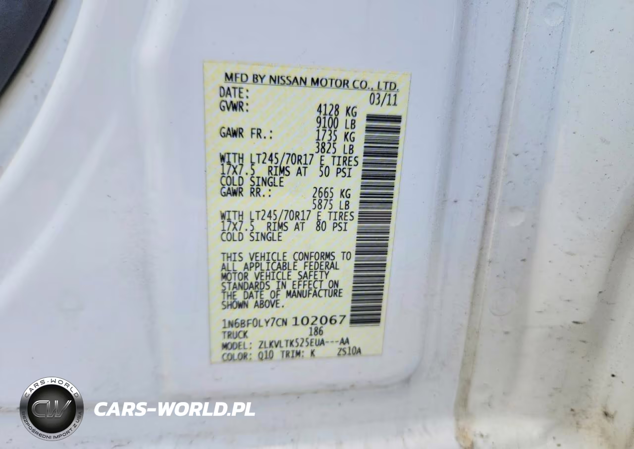 2012 Nissan Nv 2500 VIN:1N6BF0LY7CN102067 - 13