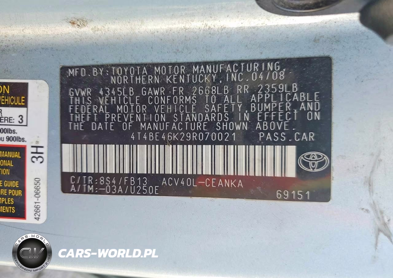 2009 Toyota Camry Le VIN:4T4BE46K29R070021 - 12