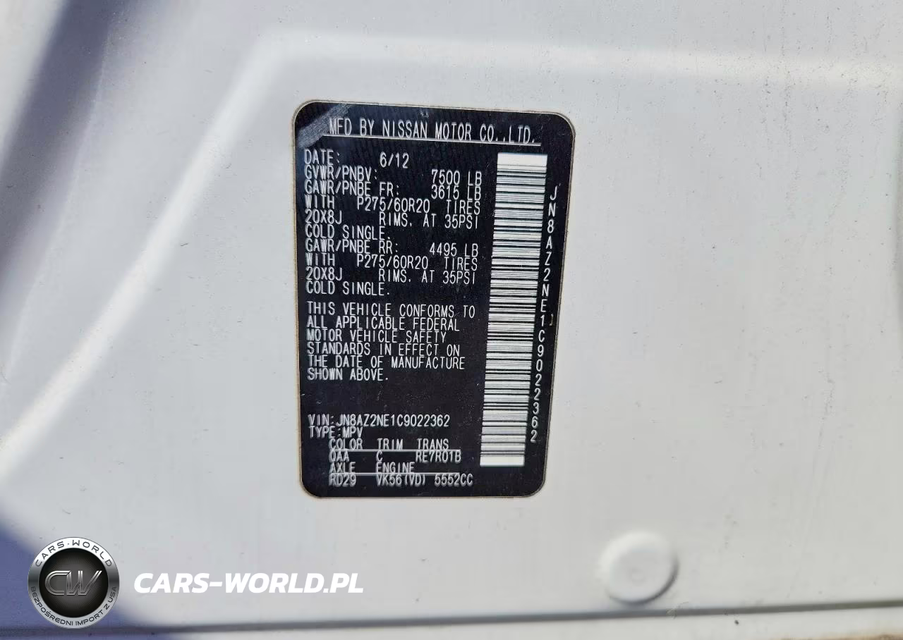 2012 Infiniti Qx56 Base VIN:JN8AZ2NE1C9022362 - 13