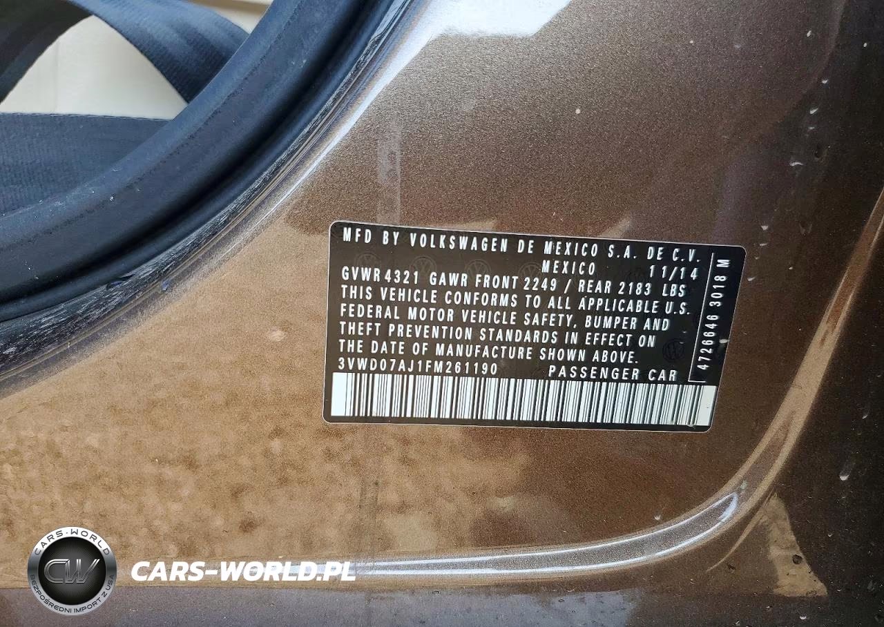 2015 Volkswagen Jetta Se VIN:3VWD07AJ1FM261190 - 12