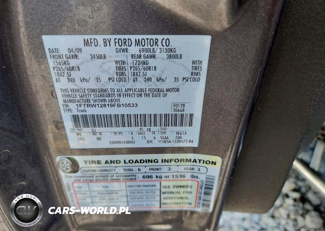 2009 Ford F150 Supercrew VIN:1FTRW12819FB10533 - 12