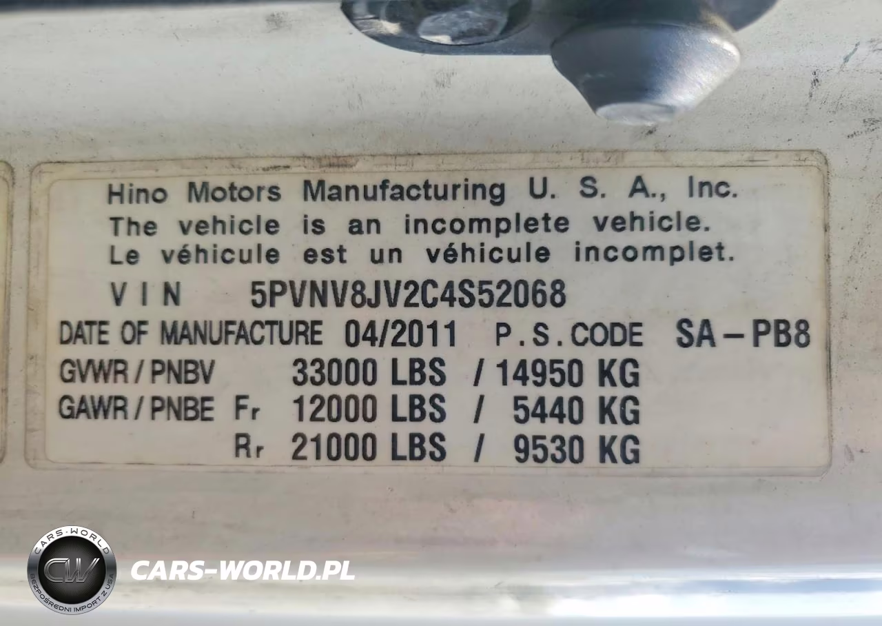 2012 Hino Hino 338 VIN:5PVNV8JV2C4S52068 - 10