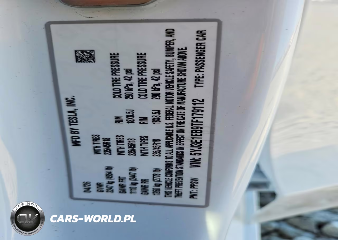 2026 Tesla Model 3 VIN:5YJ3E1EB9TF179112 - 12