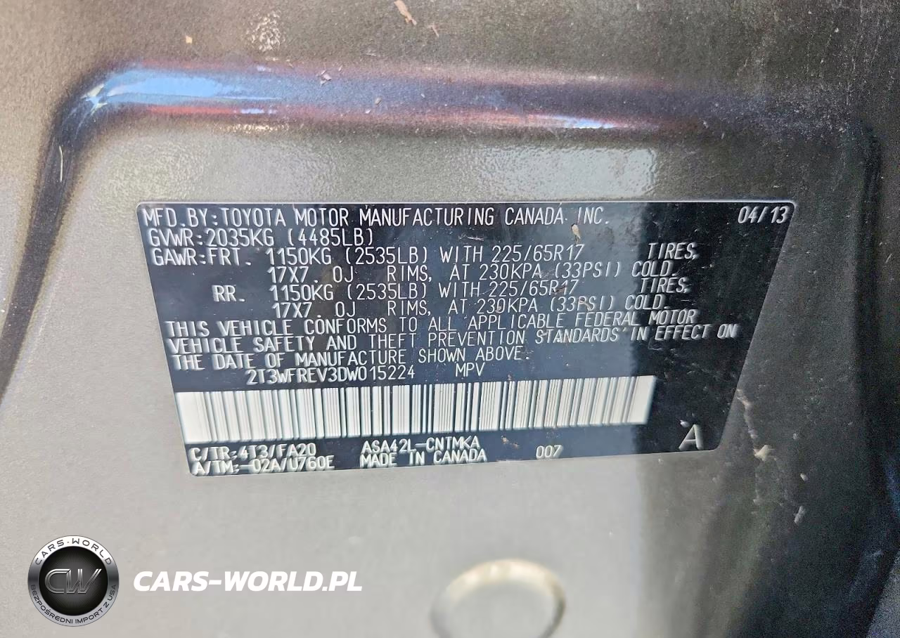 2013 Toyota Rav4 Xle VIN:2T3WFREV3DW015224 - 12
