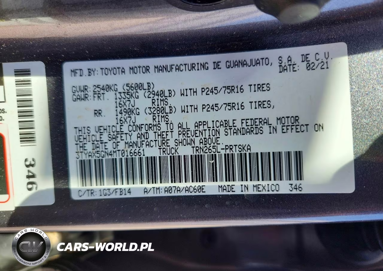2021 Toyota Tacoma Sr VIN:3TYAX5GN4MT016661 - 13