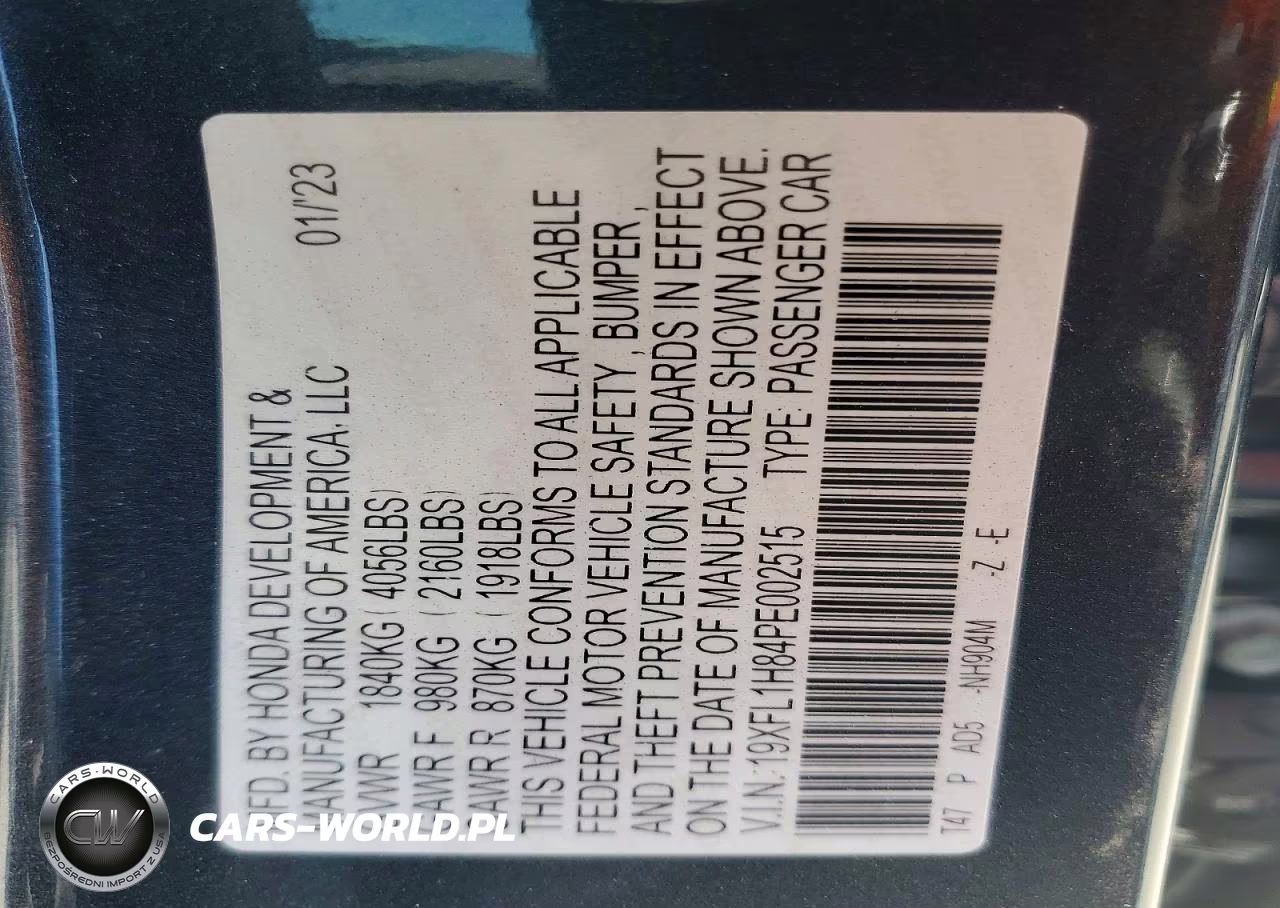 2023 Honda Civic Sport Touring VIN:19XFL1H84PE002515 - 13