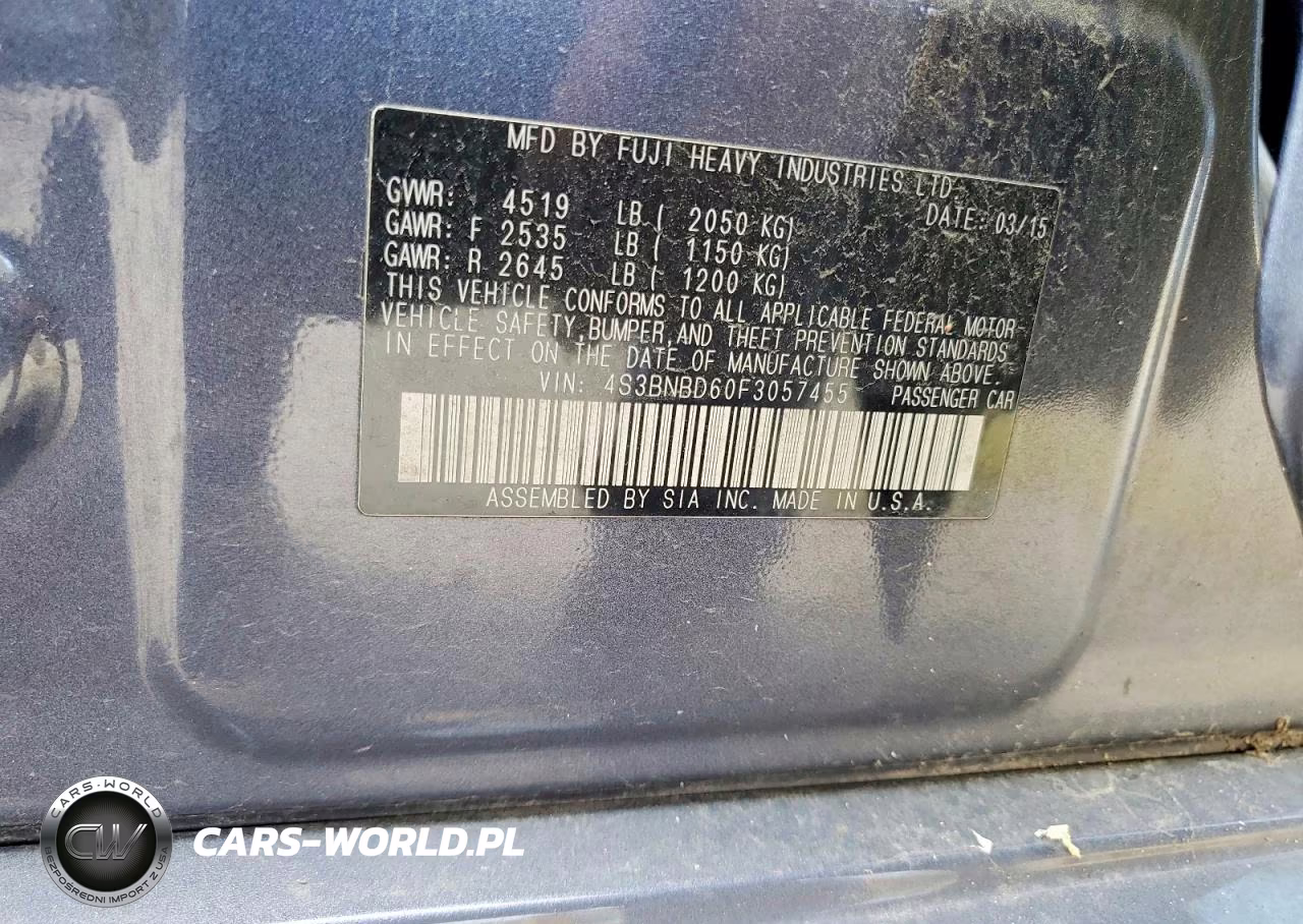 2015 Subaru Legacy 2.5I Premium VIN:4S3BNBD60F3057455 - 12