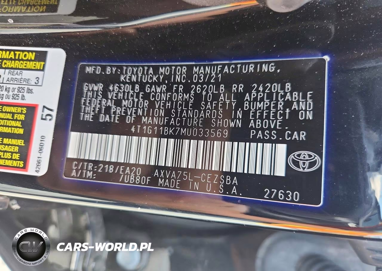 2021 Toyota Camry Se Awd VIN:4T1G11BK7MU033569 - 12