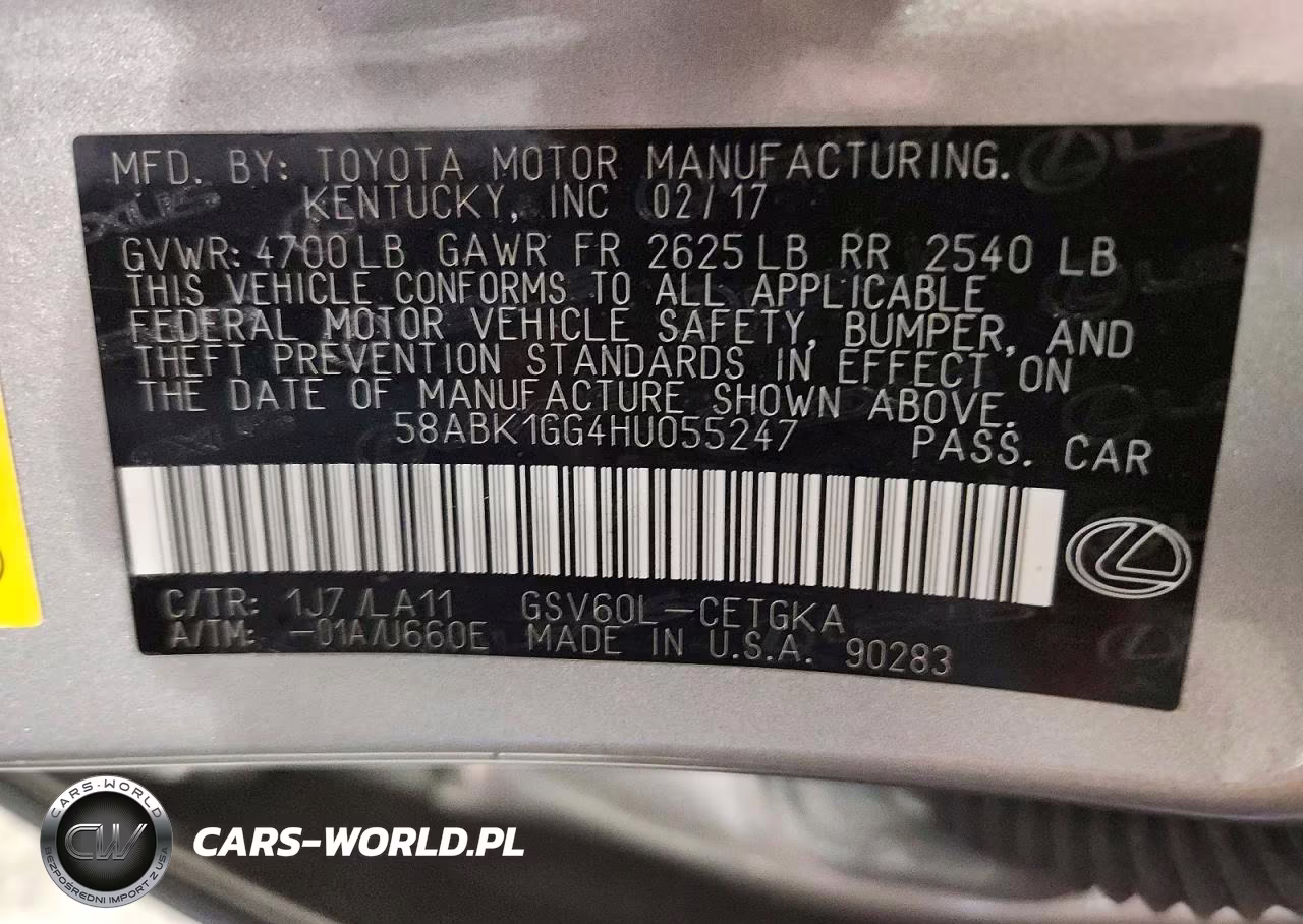 2017 Lexus Es 350 VIN:58ABK1GG4HU055247 - 12