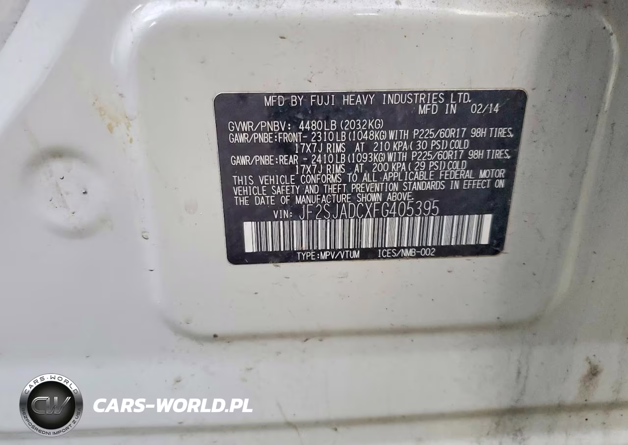 2015 Subaru Forester 2.5I Premium VIN:JF2SJADCXFG405395 - 12