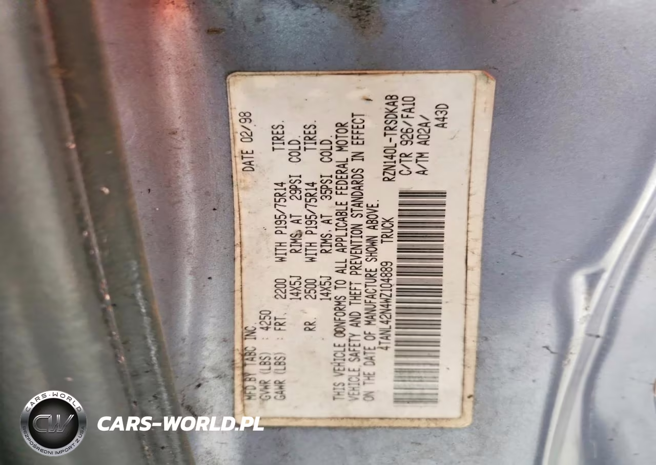 1998 Toyota Tacoma Base VIN:4TANL42N4WZ104889 - 12