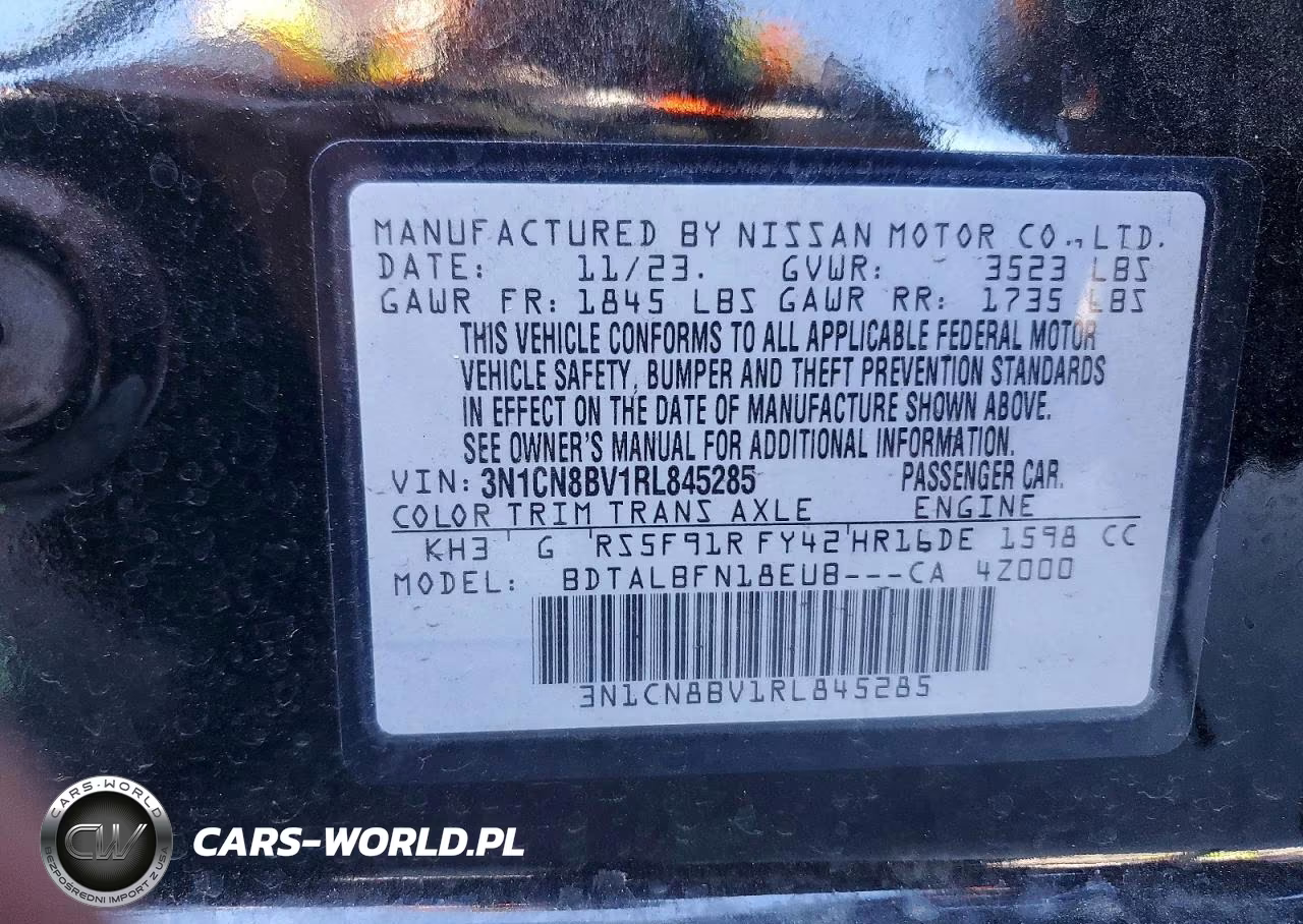 2024 Nissan Versa S VIN:3N1CN8BV1RL845285 - 13