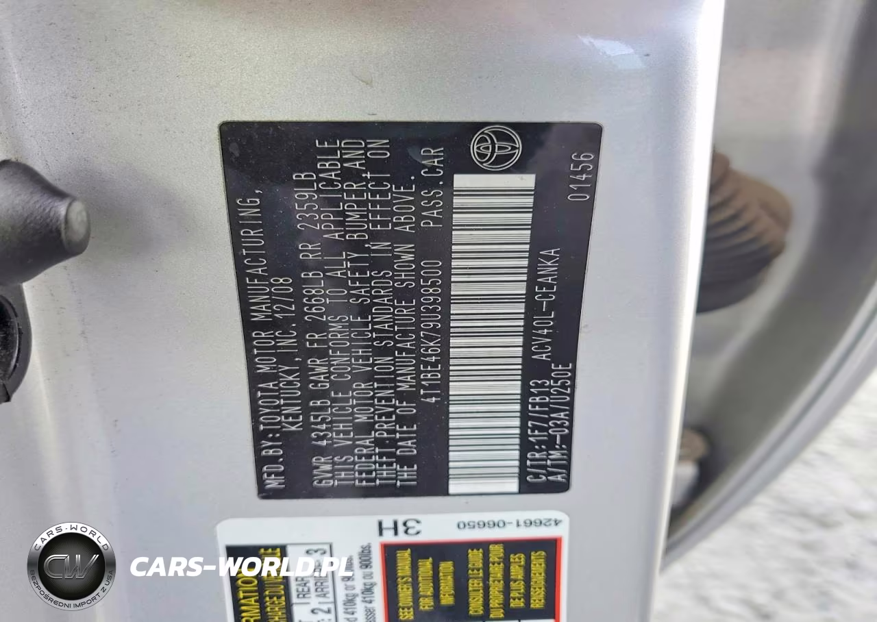 2009 Toyota Camry Le VIN:4T1BE46K79U398500 - 12