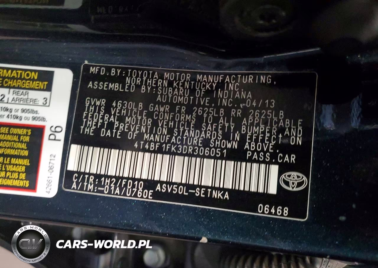 2013 Toyota Camry Le VIN:4T4BF1FK3DR306051 - 12