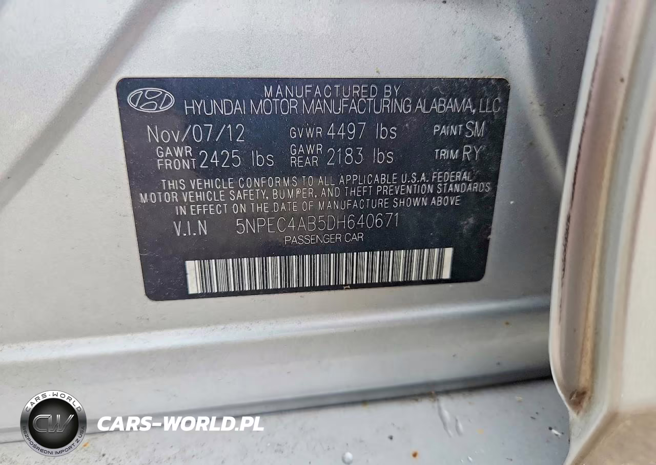 2013 Hyundai Sonata Limited 2.0T VIN:5NPEC4AB5DH640671 - 12