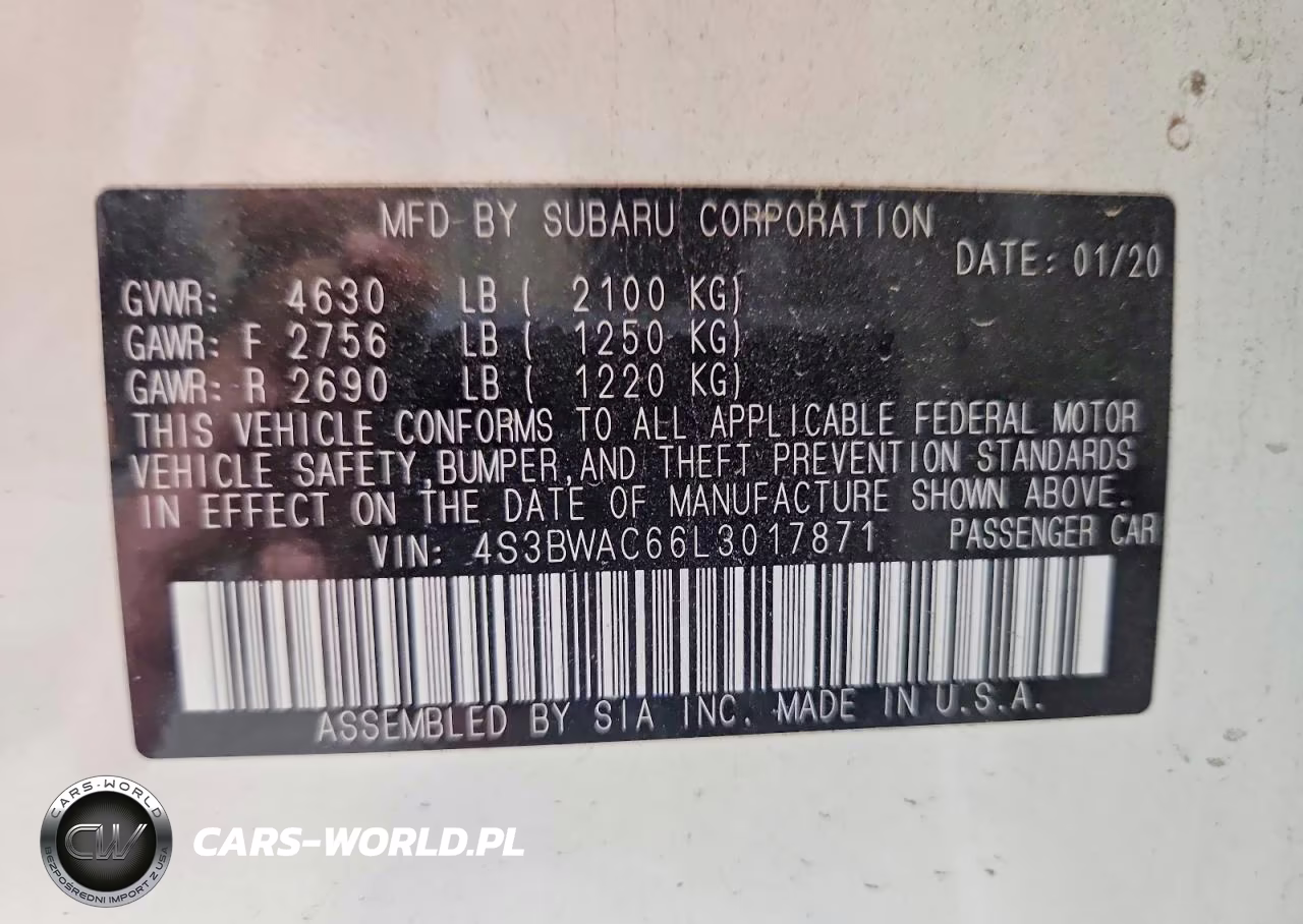 2020 Subaru Legacy Premium VIN:4S3BWAC66L3017871 - 13