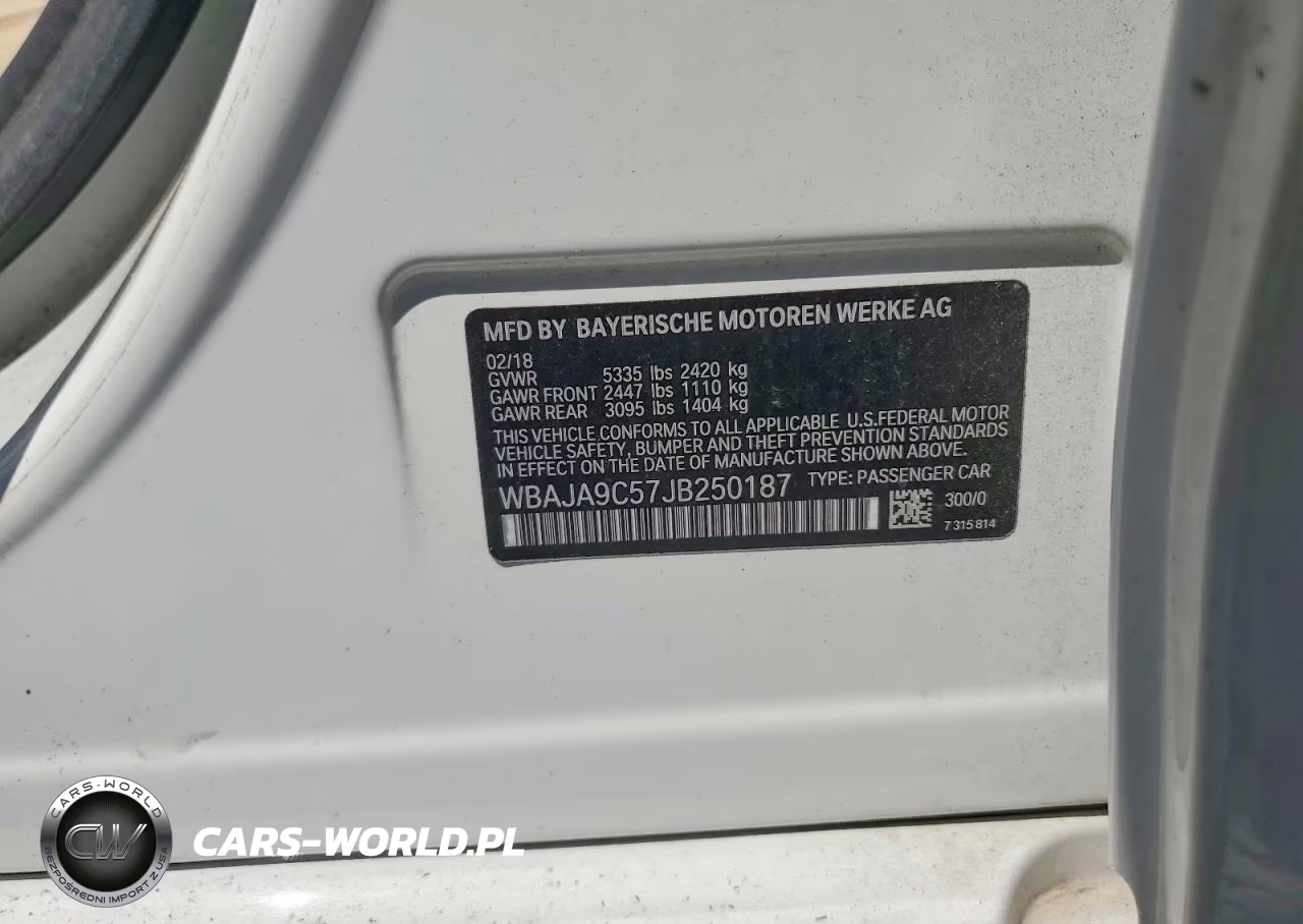 2018 BMW 530E VIN:WBAJA9C57JB250187 - 12