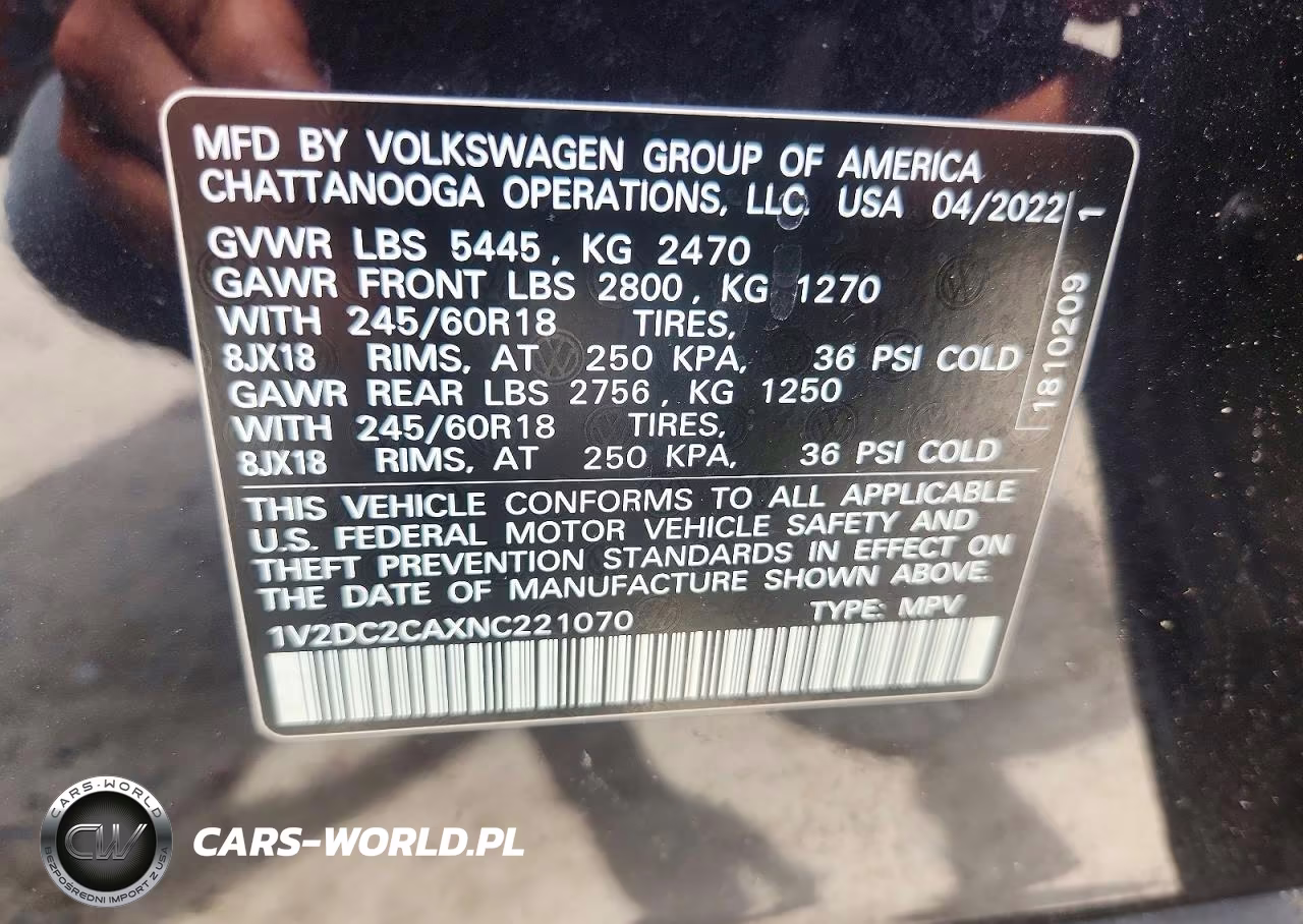 2022 Volkswagen Atlas Cross Sport Se VIN:1V2DC2CAXNC221070 - 14