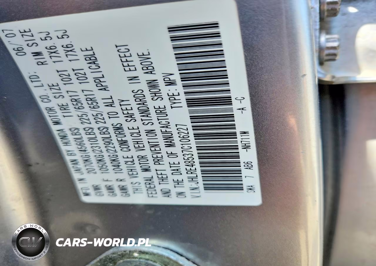 2007 Honda Cr-V Ex VIN:JHLRE48537C106227 - 13